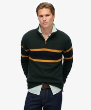 Cotton Stripe Half Zip Knit