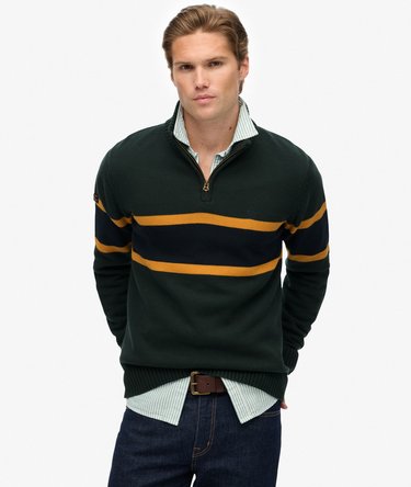 Cotton Stripe Half Zip Knit Image 1