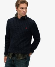 Maglione Girocollo in Maglia a Trecce di Cotone