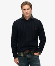 Maglione Girocollo in Maglia a Trecce di Cotone