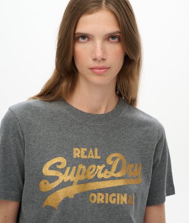Organic Cotton Vintage Logo Scripted Coll T-Shirt Image 4