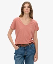 Slub Embroidered V-Neck T-Shirt