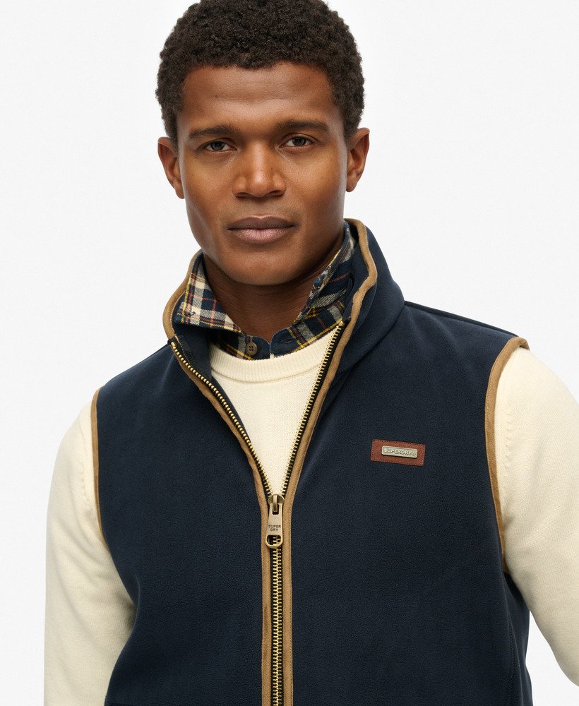 mens Estate Fleece Gilet in Eclipse Navy | Superdry US