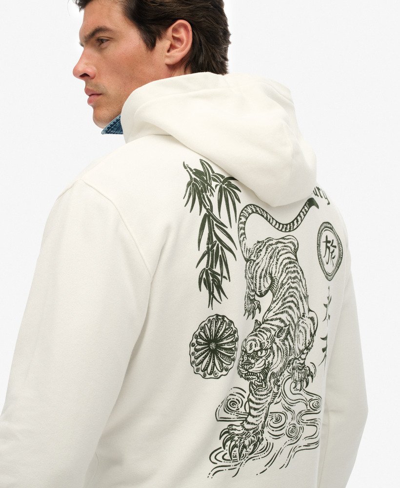 mens Tokyo Narrative Loose Hoodie in OFF WHITE | Superdry US
