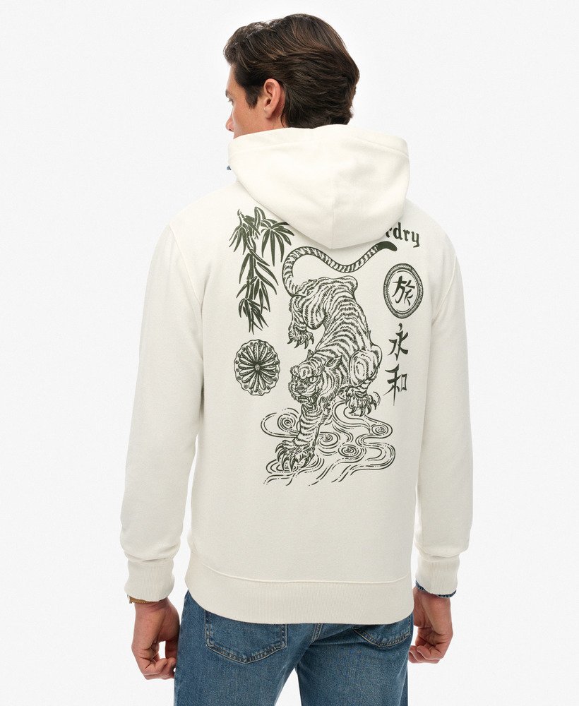 mens Tokyo Narrative Loose Hoodie in OFF WHITE | Superdry UK