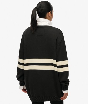 Maglione oversize a righe con scollo a V Image 5