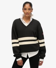 Maglione oversize a righe con scollo a V