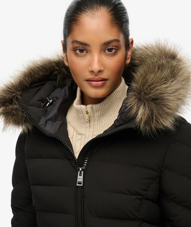 Fuji Faux Fur Hooded Longline Image 4