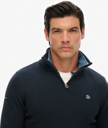 Cotton Half Zip Knit Jumper Image 4