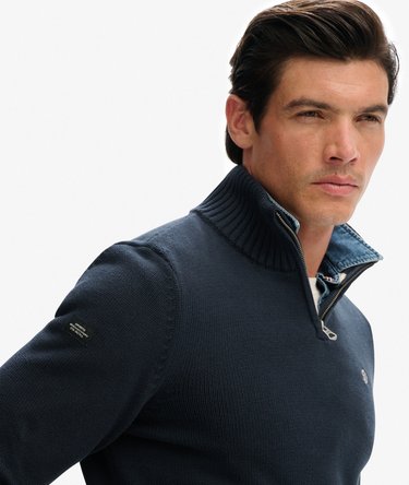 Cotton Half Zip Knit Jumper Image 2