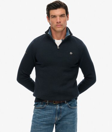 Cotton Half Zip Knit Jumper Image 1