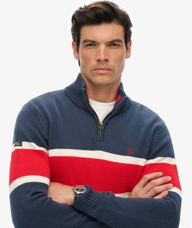 Cotton Stripe Half Zip Knit Image 4