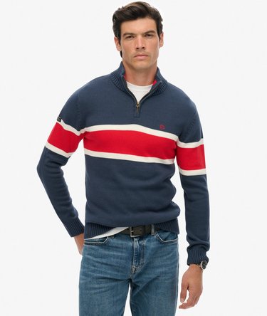Cotton Stripe Half Zip Knit Image 1