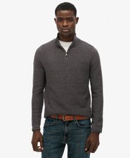 Jersey de algodón con textura con media cremallera