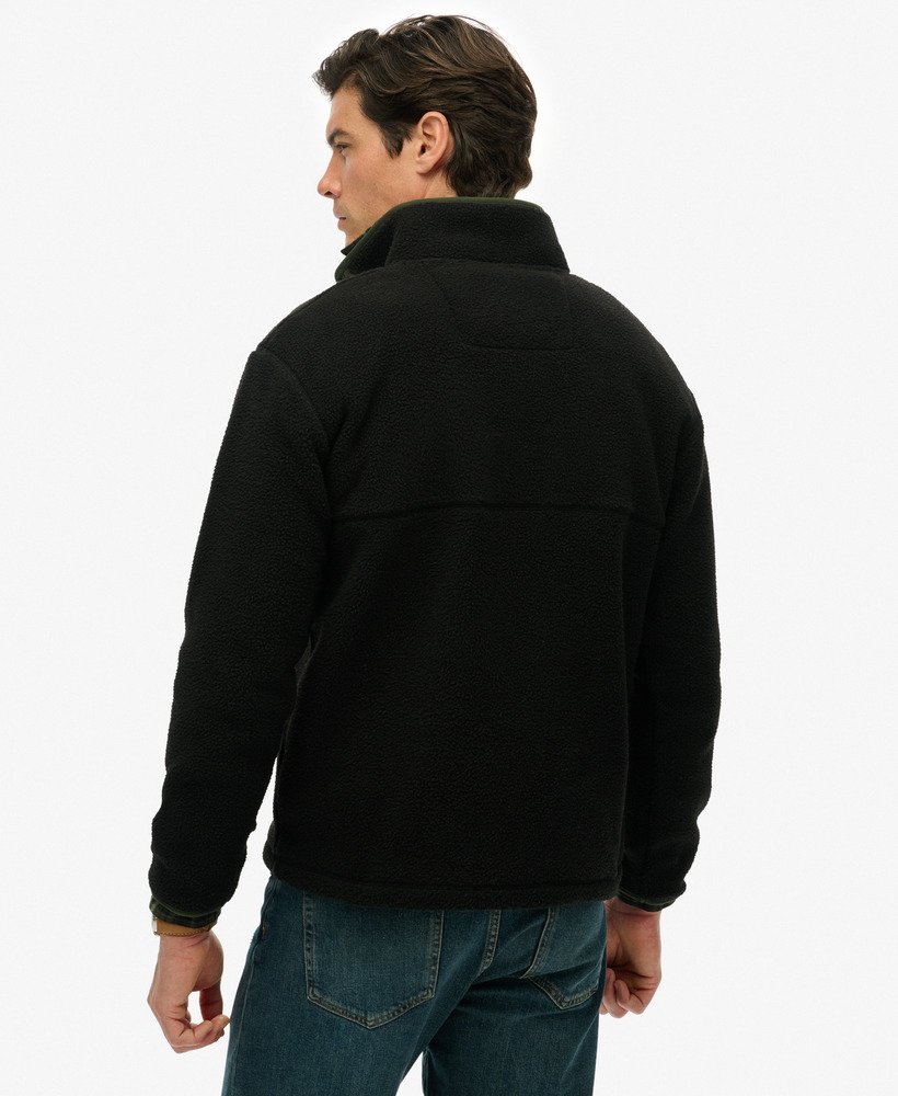 mens Fuji Popper Neck Fleece in Black | Superdry US