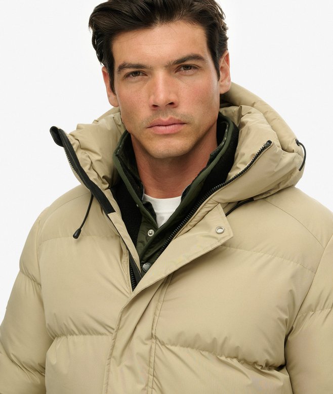 Hooded Mid Length Sports Puffer Jacket
