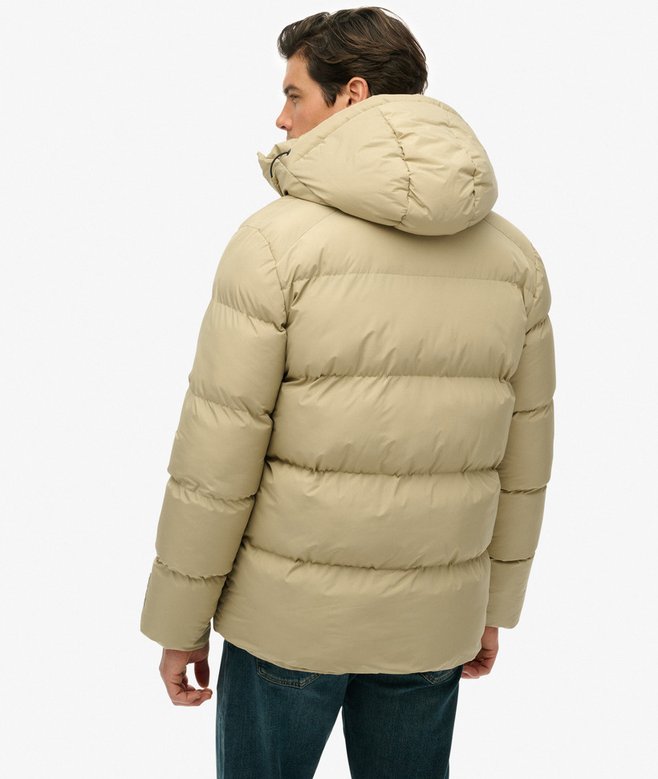 Hooded Mid Length Sports Puffer Jacket