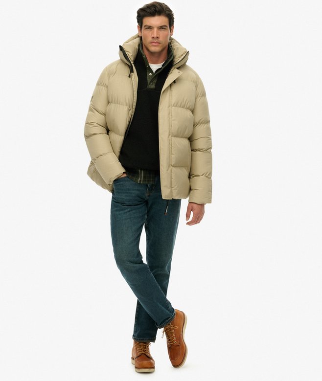 Hooded Mid Length Sports Puffer Jacket