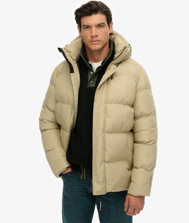 Hooded Mid Length Sports Puffer Jacket