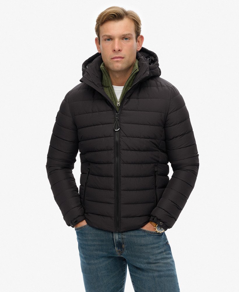 mens Hooded Fuji Padded Jacket in Black | Superdry US