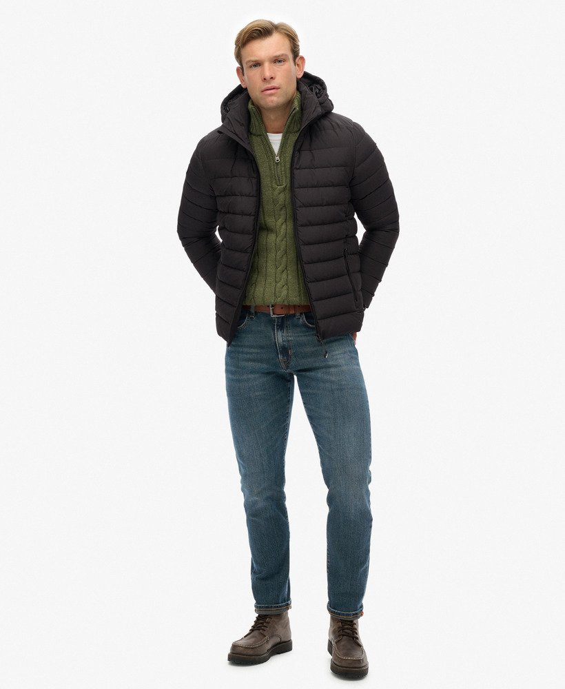 mens Hooded Fuji Padded Jacket in Black | Superdry US