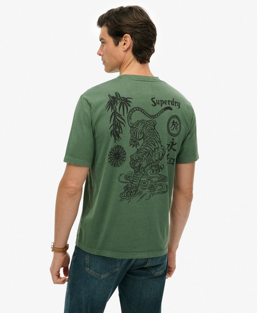 RAID JAPAN ロゴプリント Tシャツ オリーブ　L box dry mens Tokyo Narrative Loose T-Shirt in ICE GREEN | Superdry US