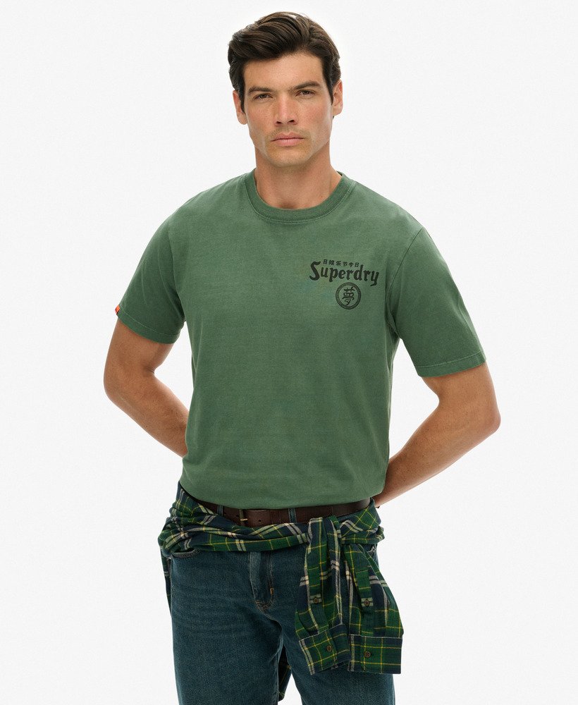 mens Tokyo Narrative Loose T-Shirt in ICE GREEN | Superdry US