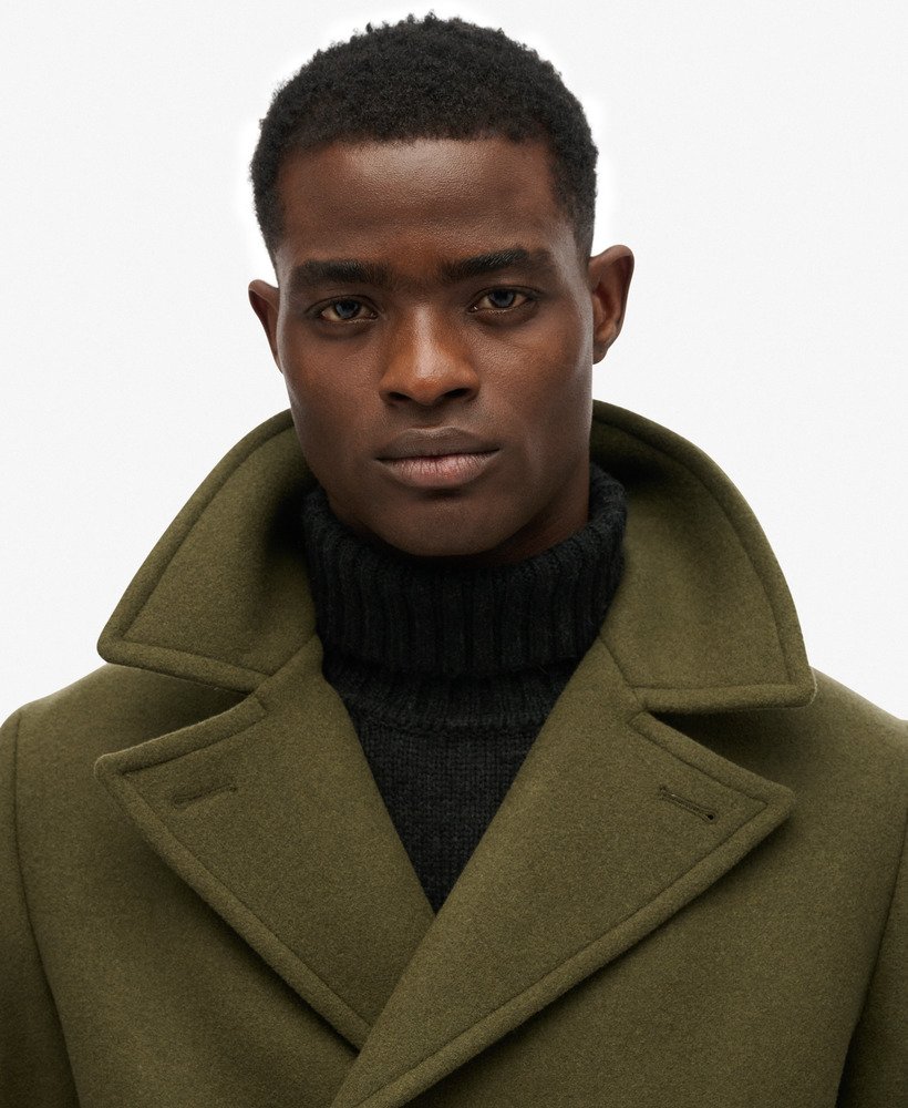 mens The Merchant Store - Wool Blend Long Coat in Olive Night