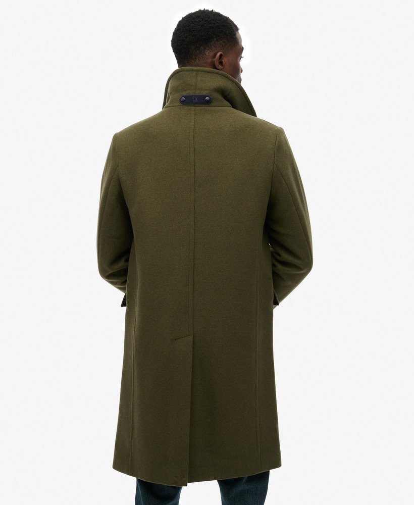 mens The Merchant Store - Wool Blend Long Coat in Olive Night