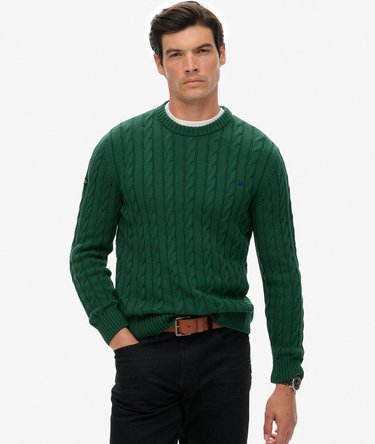 Cotton Cable Knit Crew Jumper Image 1