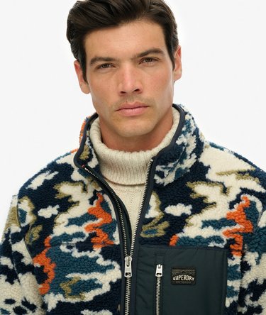 Printed Zip Through Fleece Image 4
