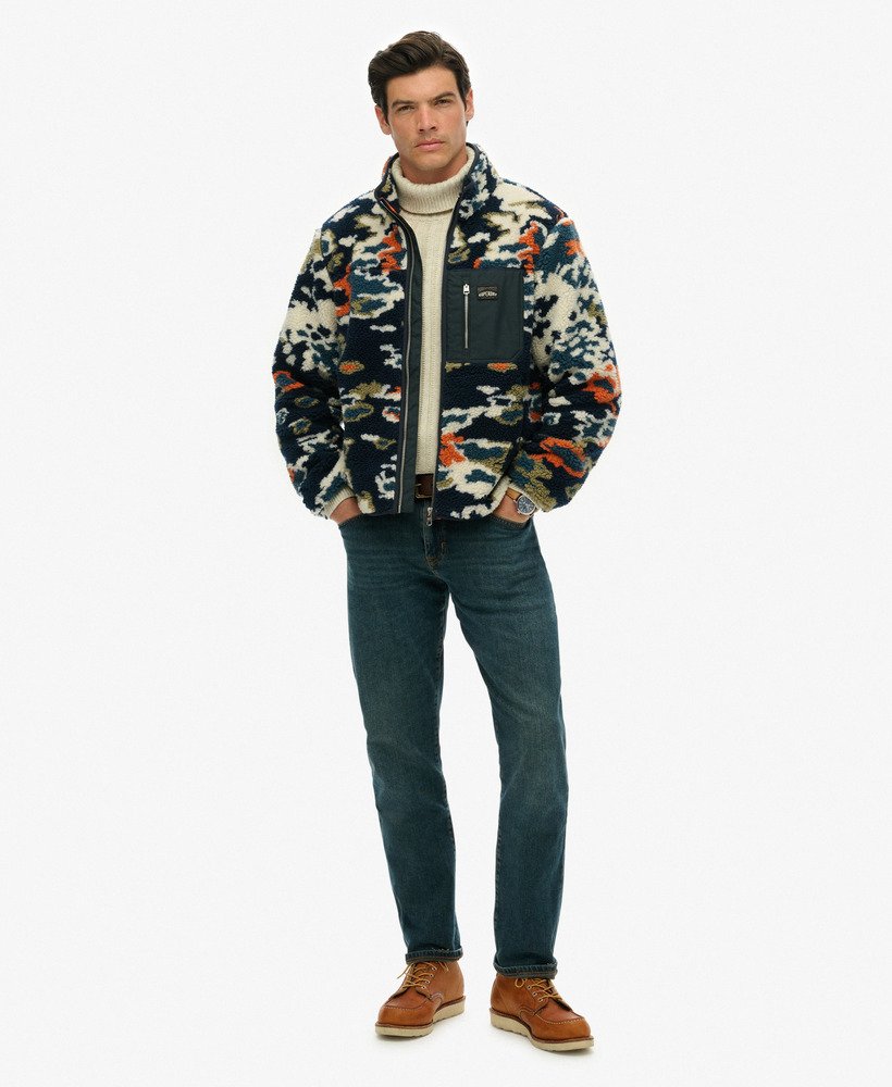 mens Printed Zip Through Fleece in Lichen Print | Superdry UK