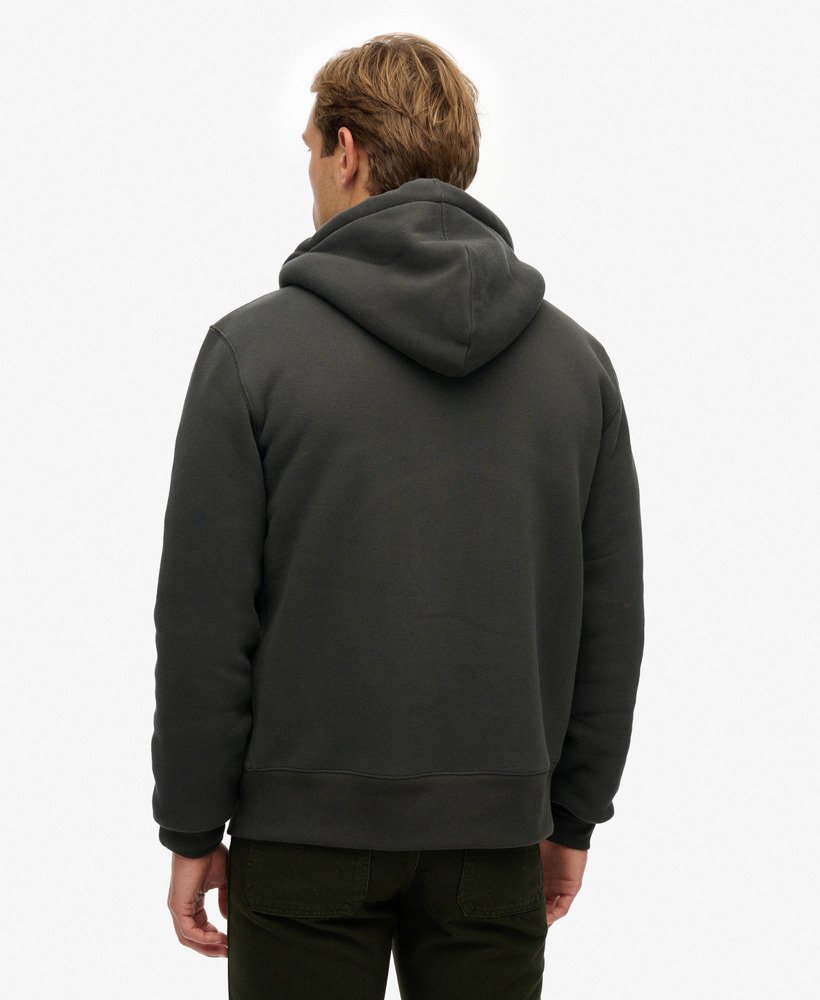 mens Borg Lined Zip Hoodie in Washed Black | Superdry US