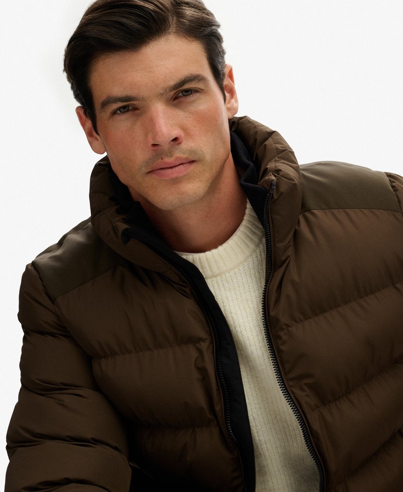 mens Sports Puffer Jacket in Slate Brown | Superdry US