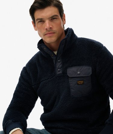 High Pile Fleece Henley Jumper Image 2