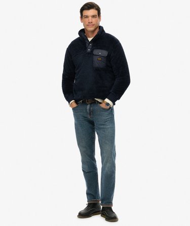 High Pile Fleece Henley Jumper Image 3