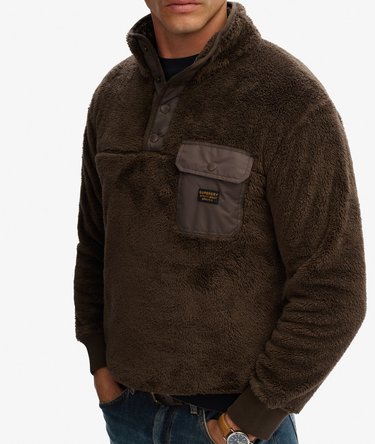High Pile Fleece Henley Jumper Image 2