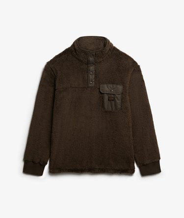 High Pile Fleece Henley Jumper Image 6