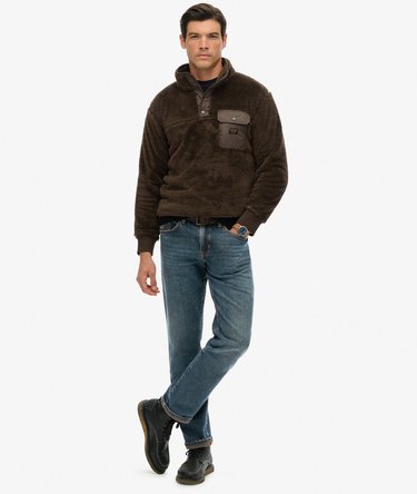 High Pile Fleece Henley Jumper Image 3