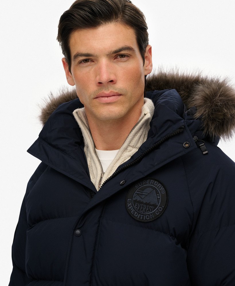 mens Everest Longline Baffled Parka in Eclipse Navy | Superdry US
