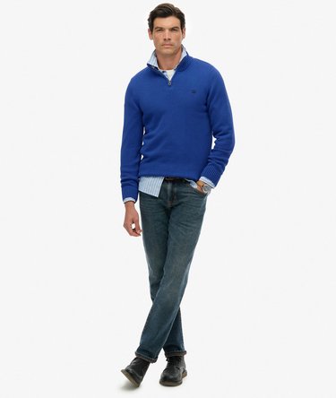 Cotton Half Zip Knit Jumper Image 3