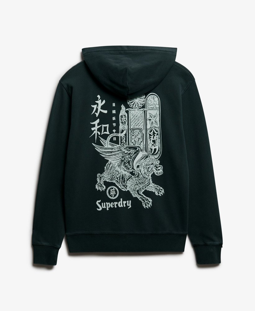 mens Tokyo Narrative Loose Hoodie in BLACKBOARD | Superdry US