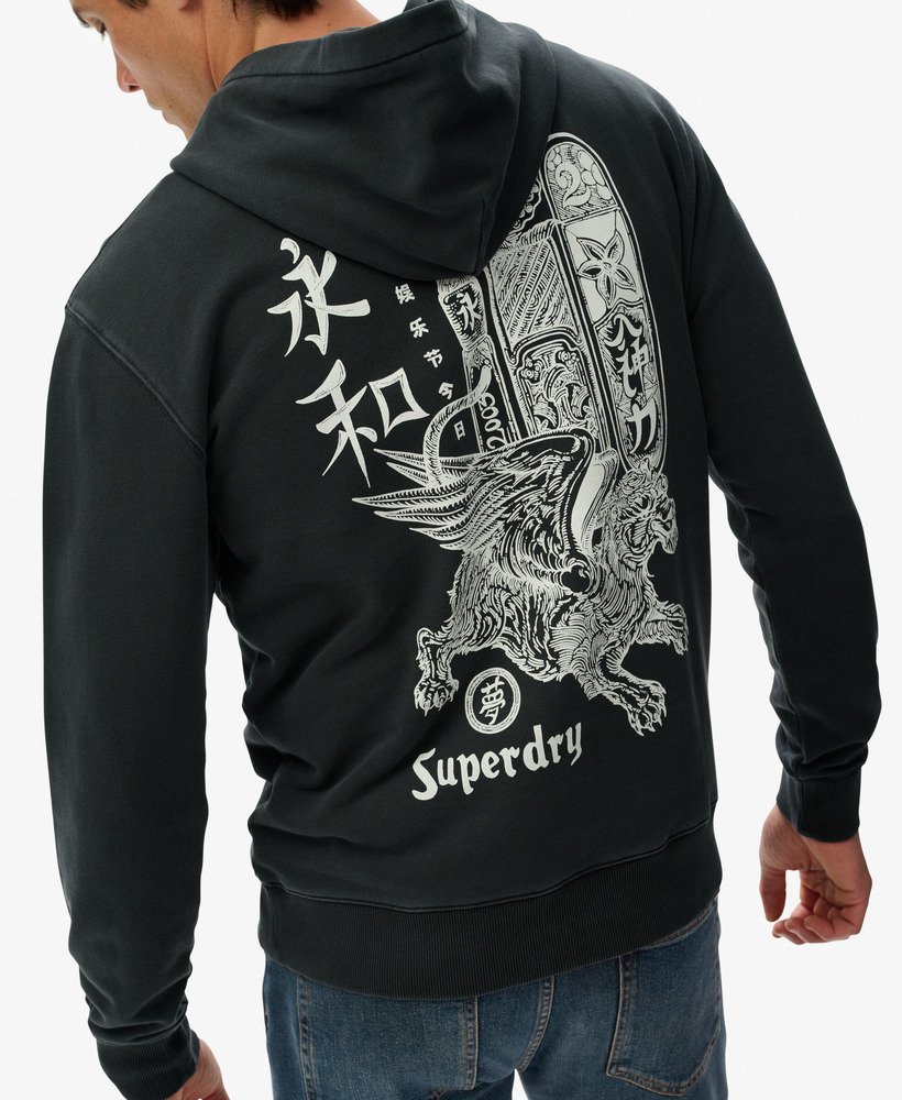 mens Tokyo Narrative Loose Hoodie in BLACKBOARD | Superdry US