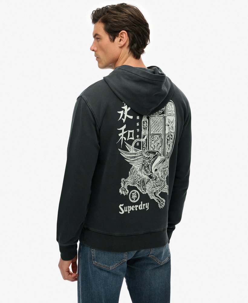 mens Tokyo Narrative Loose Hoodie in BLACKBOARD | Superdry US
