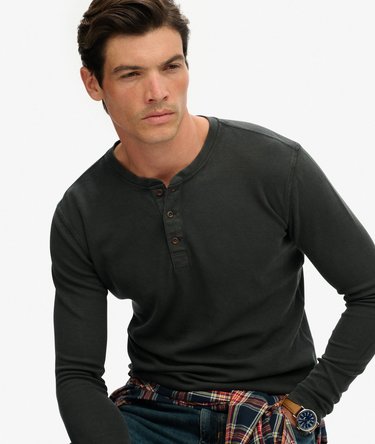 Waffle Long Sleeve Half Button Top Image 3