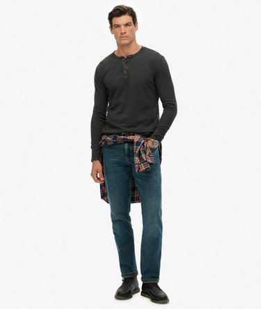 Waffle Long Sleeve Half Button Top Image 2