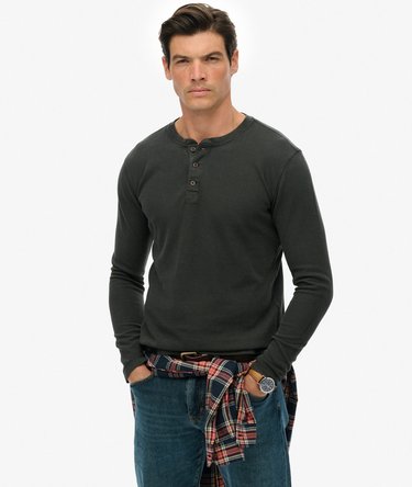 Waffle Long Sleeve Half Button Top Image 1