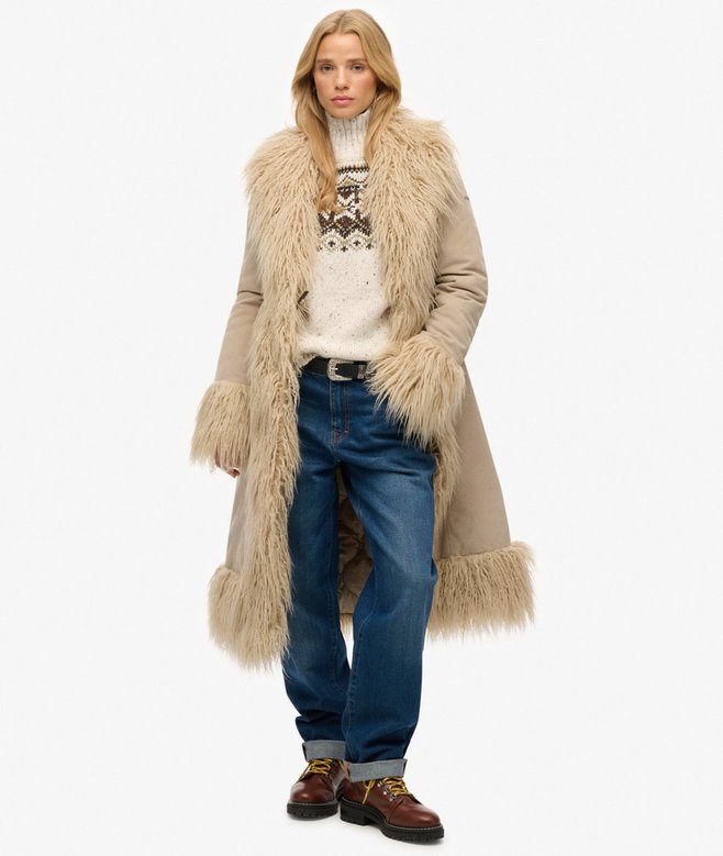Manteau Afghan Longtaupe pour Femme Superdry FR
