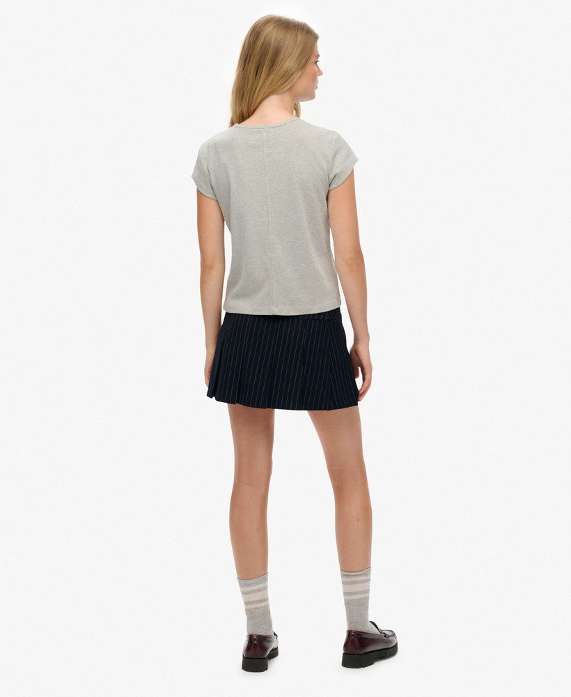 Pinstripe Pleat Tube Short Dress
