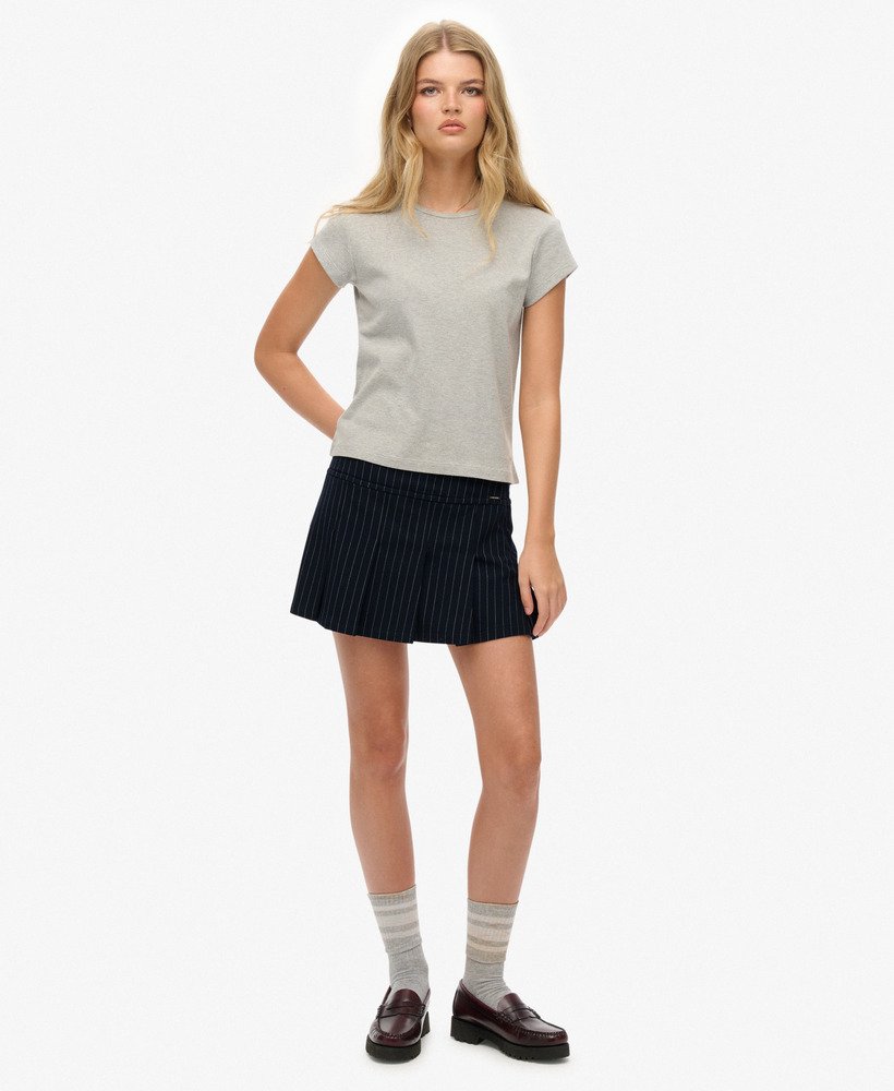 womens Pinstripe Pleat Mini Skirt in NAVY PINSTRIPE | Superdry CA-EN